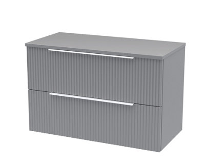 Balterley Tixall Fluted 2 Drawer Wall Hung Vanity Unit With WorktopSatin Grey800mm from B&Q