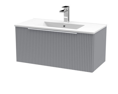 Balterley Tixall Fluted 1 Drawer Wall Hung Vanity Unit With Minimalist BasinSatin Grey800mm from B&Q