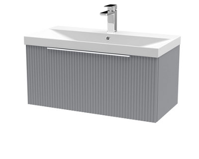 Balterley Tixall Fluted 1 Drawer Wall Hung Vanity Unit With Thin Edge BasinSatin Grey800mm from B&Q
