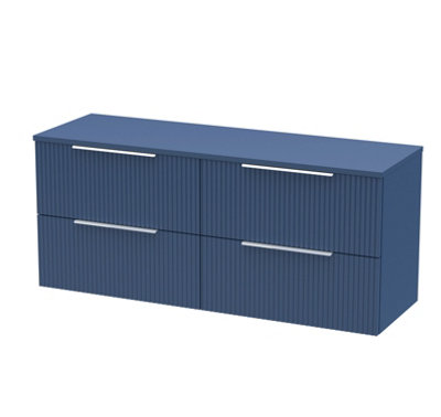 Balterley Tixall Fluted 4 Drawer Wall Hung Vanity Unit With WorktopSatin Blue1200mm from B&Q