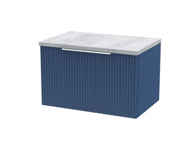 Balterley Tixall Fluted 1 Drawer Wall Hung Vanity Unit With Laminate WorktopSatin Blue600mm from B&Q