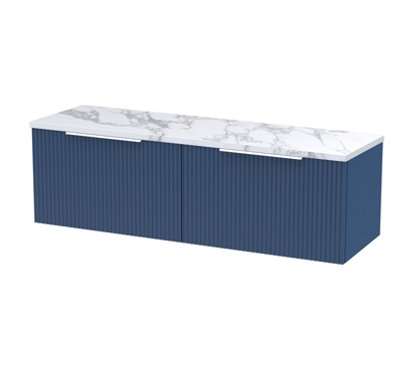 Balterley Tixall Fluted 2 Drawer Wall Hung Vanity Unit With Laminate WorktopSatin Blue1200mm from B&Q