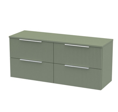 Balterley Tixall Fluted 4 Drawer Wall Hung Vanity Unit With WorktopSatin Green1200mm from B&Q