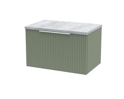 Balterley Tixall Fluted 1 Drawer Wall Hung Vanity Unit With Laminate WorktopSatin Green600mm from B&Q