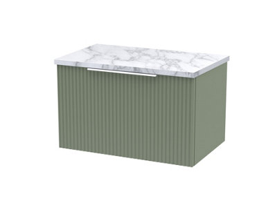 Balterley Tixall Fluted 1 Drawer Wall Hung Vanity Unit With Laminate WorktopSatin Green600mm from B&Q