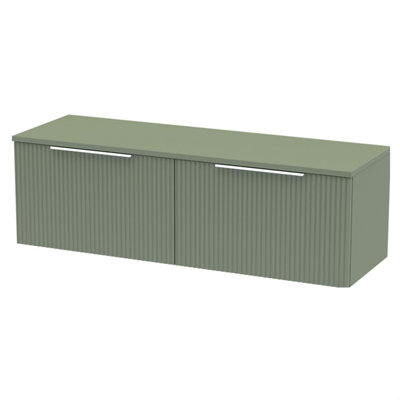 Balterley Tixall Fluted 2 Drawer Wall Hung Vanity Unit With WorktopSatin Green1200mm from B&Q