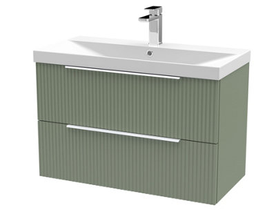 Balterley Tixall Fluted 2 Drawer Wall Hung Vanity Unit With Thin Edge BasinSatin Green800mm from B&Q