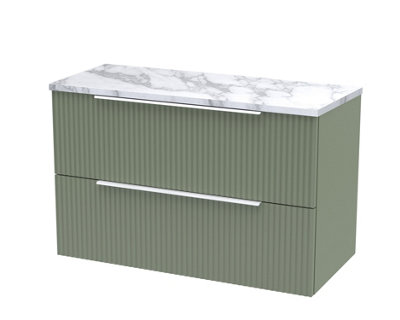 Balterley Tixall Fluted 2 Drawer Wall Hung Vanity Unit With Laminate WorktopSatin Green800mm from B&Q