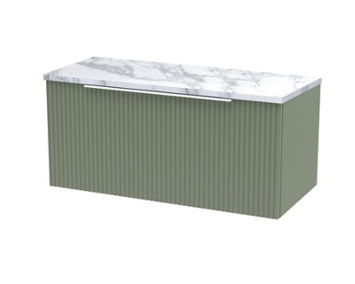 Balterley Tixall Fluted 1 Drawer Wall Hung Vanity Unit With Laminate WorktopSatin Green800mm from B&Q