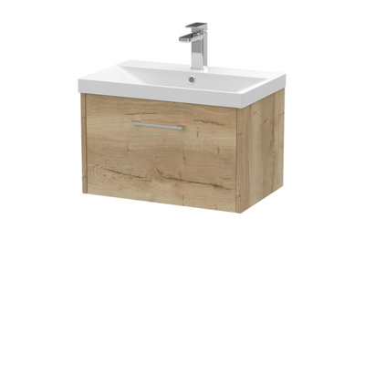Balterley Winshill Contemporary 1 Drawer Wall Hung Vanity Unit With Thin Edge BasinLight Oak600mm from B&Q