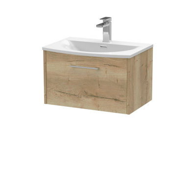Balterley Winshill Contemporary 1 Drawer Wall Hung Vanity Unit With Curved BasinLight Oak600mm from B&Q