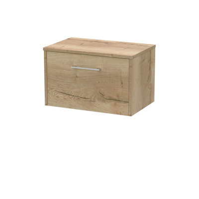 B&Q -  Winshill Contemporary 1 Drawer Wall Hung Vanity Unit With WorktopLight Oak600mm