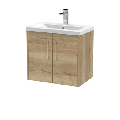 Balterley Winshill Contemporary 2 Door Wall Hung Vanity Unit With Mid-Edge BasinLight Oak600mm from B&Q