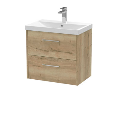 Balterley Winshill Contemporary 2 Drawer Wall Hung Vanity Unit With Thin Edge BasinLight Oak600mm from B&Q