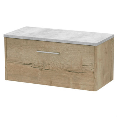B&Q -  Winshill Contemporary 1 Drawer Wall Hung Vanity Unit With Laminate WorktopLight Oak800mm