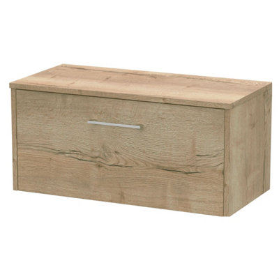Balterley Winshill Contemporary 1 Drawer Wall Hung Vanity Unit With WorktopLight Oak800mm from B&Q