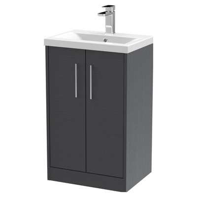 Balterley Winshill Contemporary 2 Door Floor Standing Vanity Unit With Mid-Edge BasinWoodgrain Dark Grey500mm from B&Q