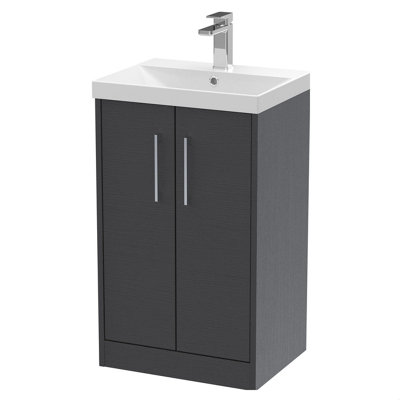 Balterley Winshill Contemporary 2 Door Floor Standing Vanity Unit With Thin Edge BasinWoodgrain Dark Grey500mm from B&Q
