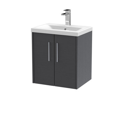 Balterley Winshill Contemporary 2 Door Wall Hung Vanity Unit With Mid-Edge BasinWoodgrain Dark Grey500mm from B&Q