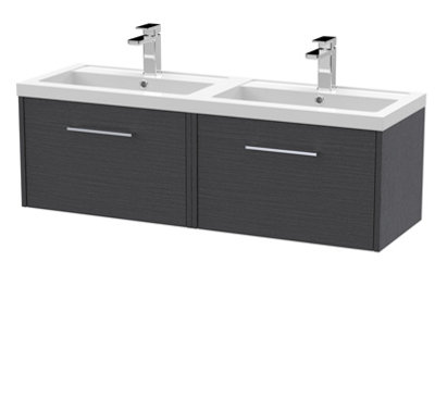 Balterley Winshill Contemporary 2 Drawer Wall Hung Vanity Unit With Thin Edge BasinWoodgrain Dark Grey1200mm from B&Q