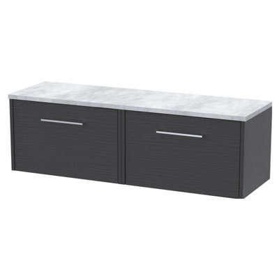 Balterley Winshill Contemporary 2 Drawer Wall Hung Vanity Unit With Laminate WorktopWoodgrain Dark Grey1200mm from B&Q