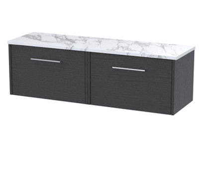 Balterley Winshill Contemporary 1 Drawer Wall Hung Vanity Unit With Laminate WorktopWoodgrain Dark Grey600mm from B&Q