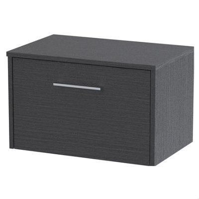 Balterley Winshill Contemporary 1 Drawer Wall Hung Vanity Unit With WorktopWoodgrain Dark Grey600mm from B&Q