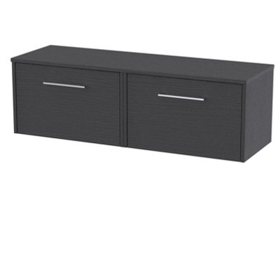 Balterley Winshill Contemporary 2 Drawer Wall Hung Vanity Unit With WorktopWoodgrain Dark Grey1200mm from B&Q