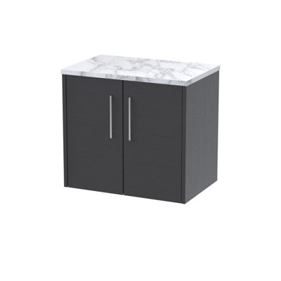 Balterley Winshill Contemporary 2 Door Wall Hung Vanity Unit With Laminate WorktopWoodgrain Dark Grey600mm from B&Q
