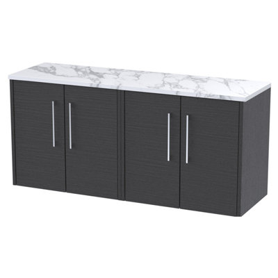 Balterley Winshill Contemporary 2 Door Wall Hung Vanity Unit With Laminate WorktopWoodgrain Dark Grey1200mm from B&Q