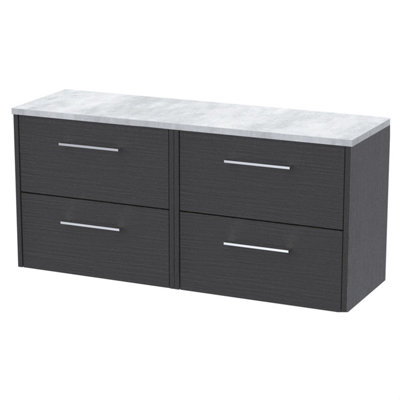 Balterley Winshill Contemporary 4 Drawer Wall Hung Vanity Unit With Laminate WorktopWoodgrain Dark Grey1200mm from B&Q