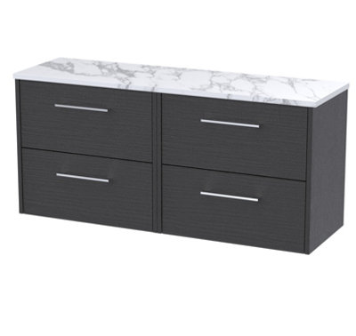 Balterley Winshill Contemporary 4 Drawer Wall Hung Vanity Unit With Laminate WorktopWoodgrain Dark Grey1200mm from B&Q