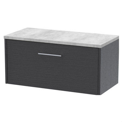 Balterley Winshill Contemporary 1 Drawer Wall Hung Vanity Unit With Laminate WorktopWoodgrain Dark Grey800mm from B&Q