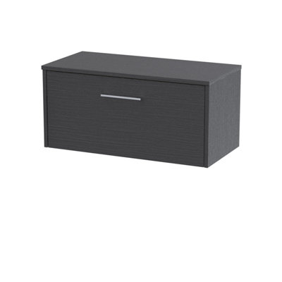 Balterley Winshill Contemporary 1 Drawer Wall Hung Vanity Unit With WorktopWoodgrain Dark Grey800mm from B&Q