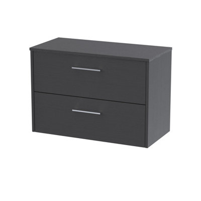 Balterley Winshill Contemporary 2 Drawer Wall Hung Vanity Unit With WorktopWoodgrain Dark Grey800mm from B&Q