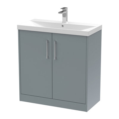 B&Q -  Winshill Contemporary 2 Door Floor Standing Vanity Unit With Thin Edge BasinGrey800mm