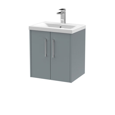 Balterley Winshill Contemporary 2 Door Wall Hung Vanity Unit With Mid-Edge BasinGrey500mm from B&Q
