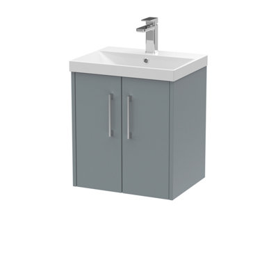 Balterley Winshill Contemporary 2 Door Wall Hung Vanity Unit With Thin Edge BasinGrey500mm from B&Q