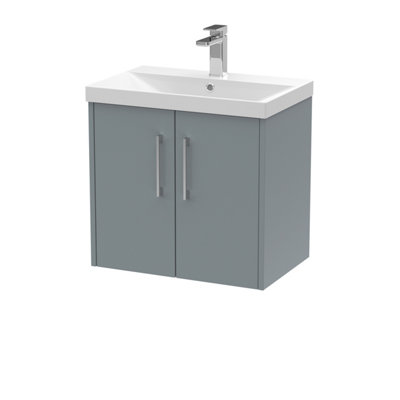 Balterley Winshill Contemporary 2 Door Wall Hung Vanity Unit With Thin Edge BasinGrey600mm from B&Q