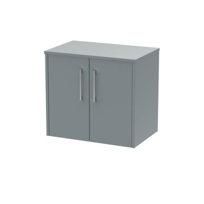 Balterley Winshill Contemporary 2 Door Wall Hung Vanity Unit With WorktopGrey600mm from B&Q