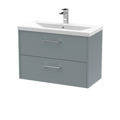 Balterley Winshill Contemporary 2 Drawer Wall Hung Vanity Unit With Mid-Edge BasinGrey800mm from B&Q