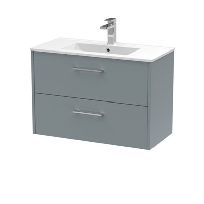 Balterley Winshill Contemporary 2 Drawer Wall Hung Vanity Unit With Minimalist BasinGrey800mm from B&Q