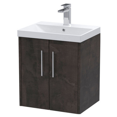 Balterley Winshill Contemporary 2 Door Wall Hung Vanity Unit With Thin Edge BasinMetallic Slate500mm from B&Q