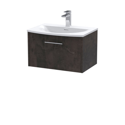 Balterley Winshill Contemporary 1 Drawer Wall Hung Vanity Unit With Curved BasinMetallic Slate600mm from B&Q