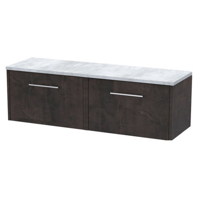 Balterley Winshill Contemporary 2 Drawer Wall Hung Vanity Unit With Laminate WorktopWoodgrain Dark Grey1200mm from B&Q