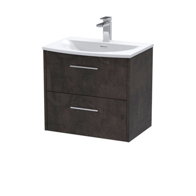 Balterley Winshill Contemporary 2 Drawer Wall Hung Vanity Unit With Curved BasinMetallic Slate600mm from B&Q