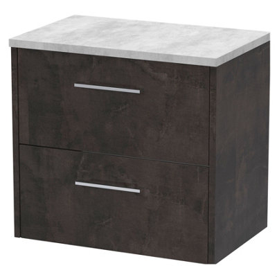 Balterley Winshill Contemporary 2 Drawer Wall Hung Vanity Unit With Laminate WorktopWoodgrain Dark Grey600mm from B&Q
