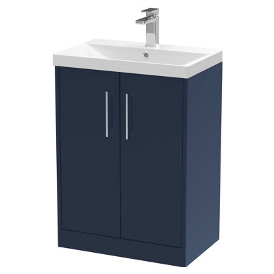 B&Q -  Winshill Contemporary 2 Door Floor Standing Vanity Unit With Thin Edge BasinDark Blue600mm