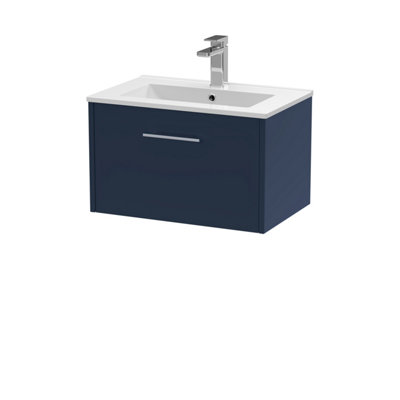 Balterley Winshill Contemporary 1 Drawer Wall Hung Vanity Unit With Minimalist BasinDark Blue600mm from B&Q
