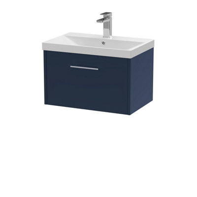 Balterley Winshill Contemporary 1 Drawer Wall Hung Vanity Unit With Thin Edge BasinDark Blue600mm from B&Q